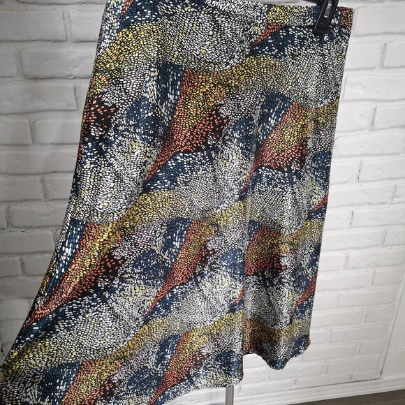 NWT Danier Ladies Size 8 Blue Combo Lined A-Line Midi Length Skirt - Picture 4 of 11